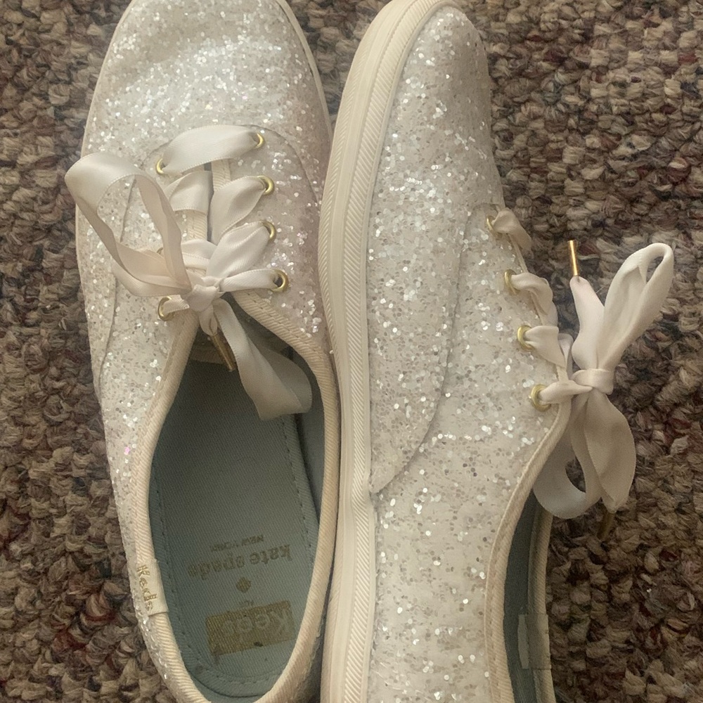 Kate Spade Keds ivory wedding tennis shoes.